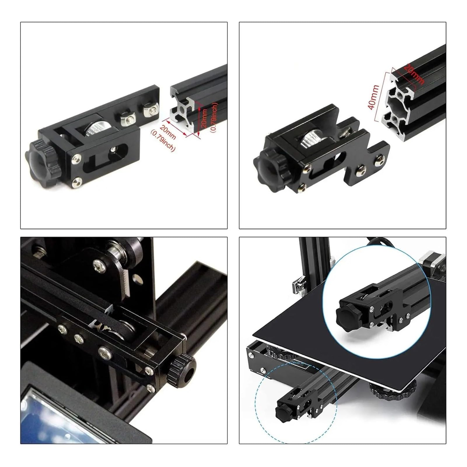 2020/2040 X-axis And Yaxis Tensioners Belt Tensioner Tightener For Ender-3/3S/Pro/V2/CR-10/10S/10S Pro 3D Pinter(X-axis and Y-axis)