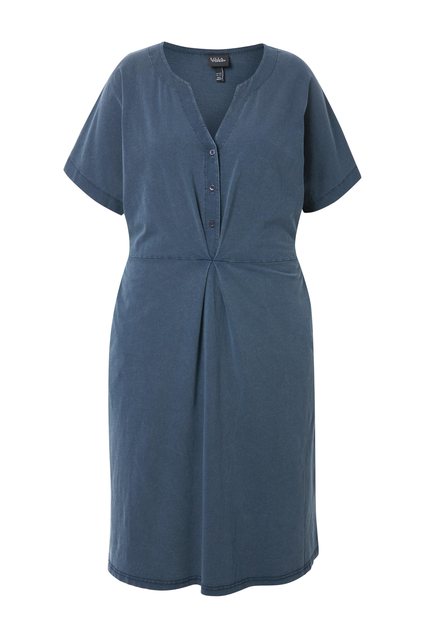 Ulla Popken Damen große Größen Übergrößen Plus Size Jerseykleid, A-Linie, Tunika-Ausschnitt, Halbarm 837403