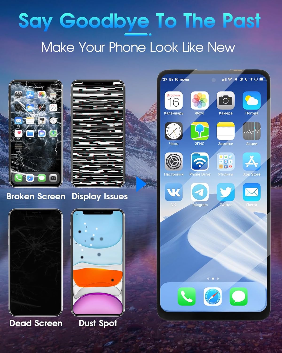 LCD Display for BLU F91 5G Screen Replacement for BLU F91 5G LCD Screen F0030UU 6.8" Touchscreen Digitizer Glass Full Assembly with Repair Tools (Black)