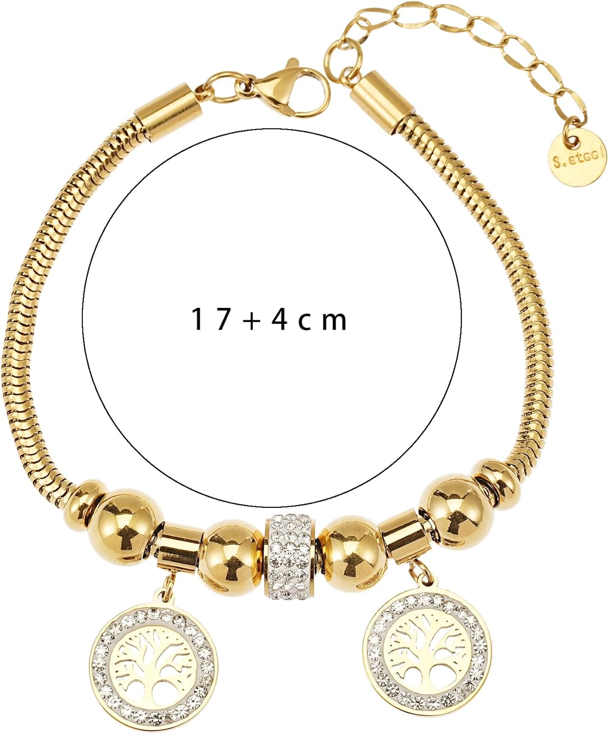 Evil Eye Bracelet for Women, Gold Tree of Life Adjustable Bracelet with Cubic Zirconia, Protection Jewelry for Everyday Wear - Image 4