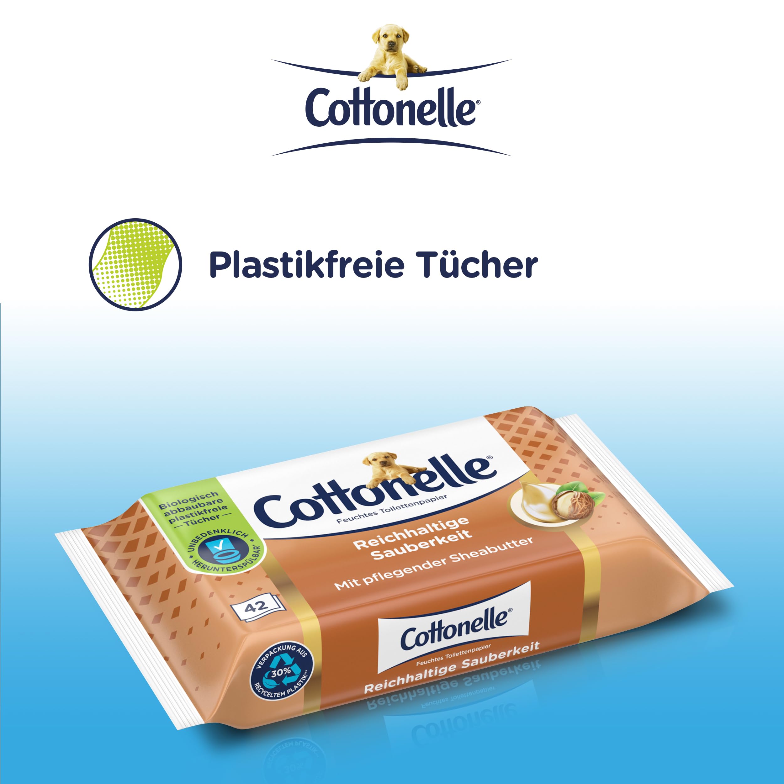 Cottonelle Mein Spa mokry papier toaletowy, masło kaszmirowe i shea, biodegradowalny, nie zawiera plastiku, możliwość ponownego zamknięcia, opakowanie ekonomiczne, 12 x 42 chusteczki nawilżane
