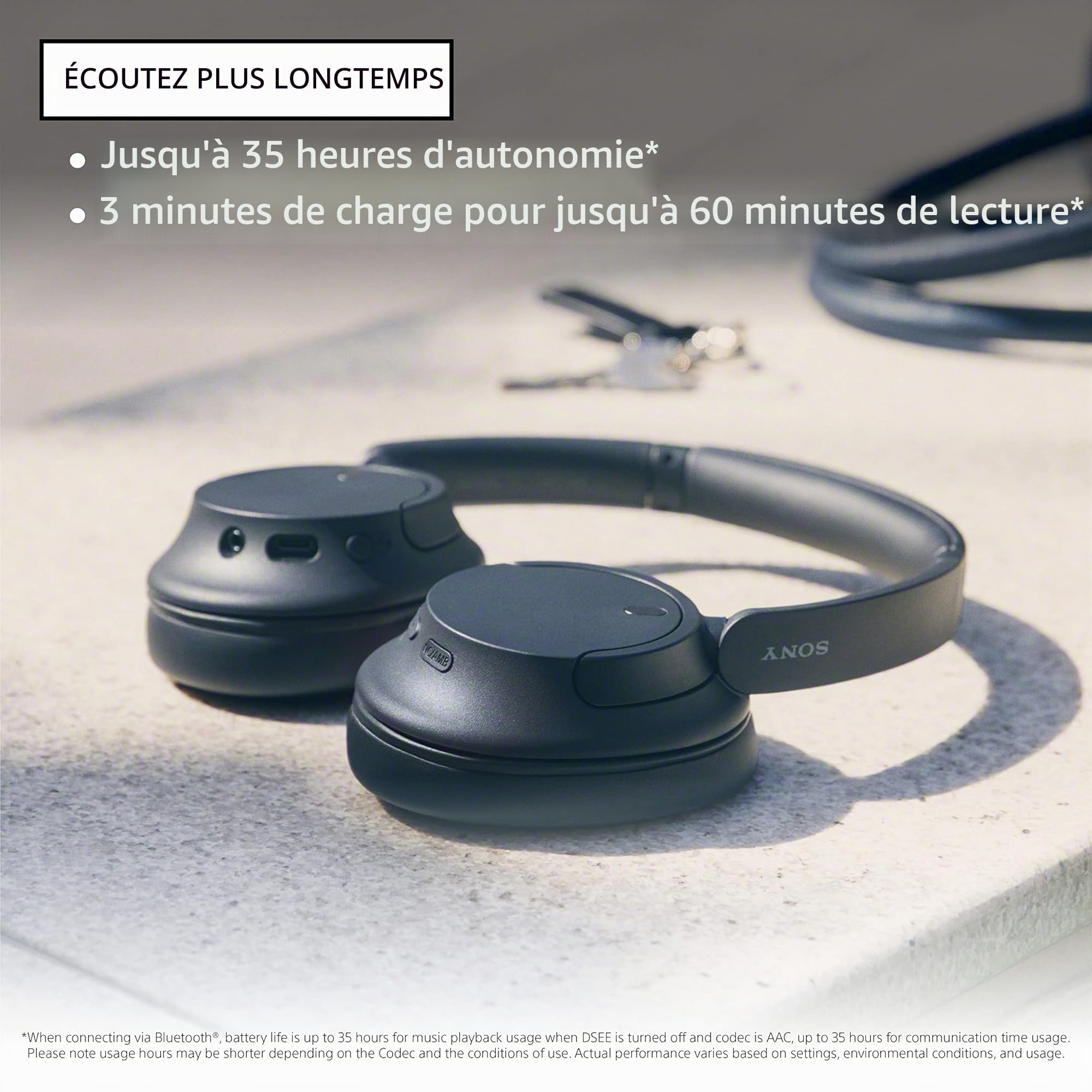 Sony Casque sans Fil WH-CH720N avec Noise Canceling, Noir (Version Nationale)