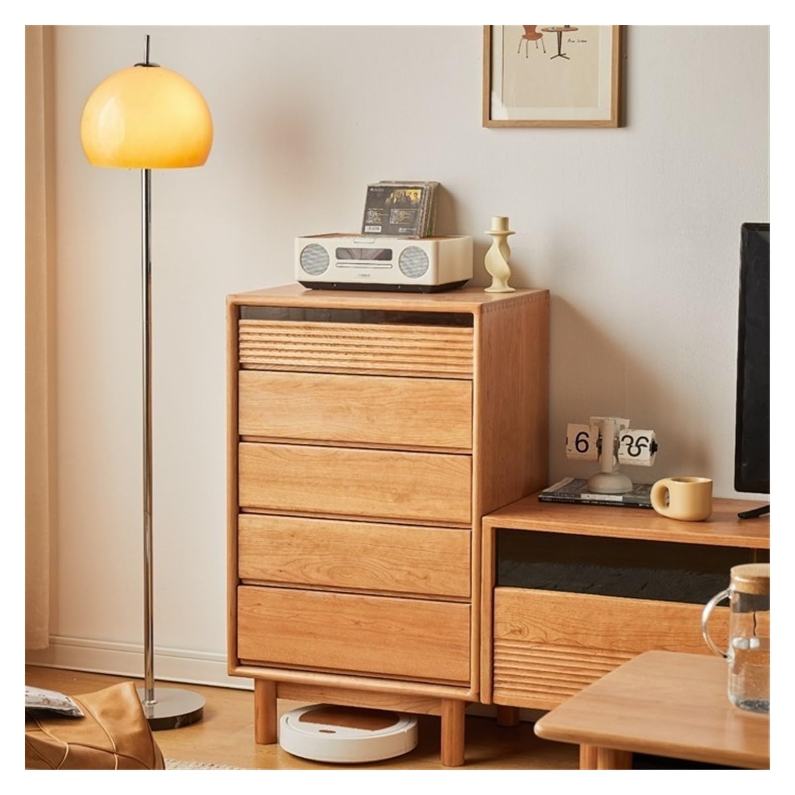 Cassettiera Camera da letto in legno massello Cassettiera a cinque cassetti Soggiorno alto Credenza semplice Piccolo mobiletto for la casa Cassettiera 5 cassetti