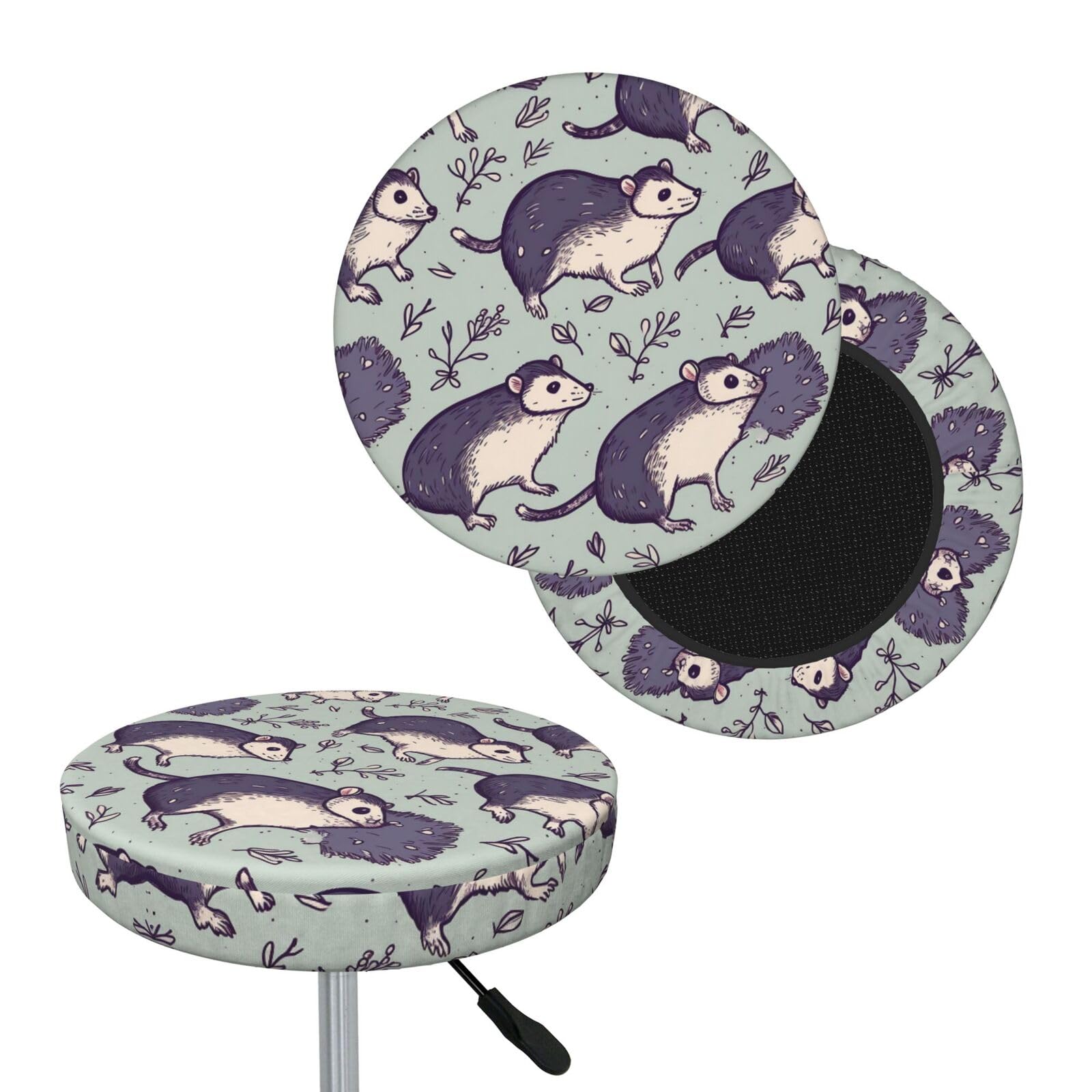 FodPand Opossum Bar Stool Cover Round Elastic Stool Cushion Covers Washable Bar Stool Chair Slipcover Stretch Stool Seat Covers for 12-14 Inch Chair
