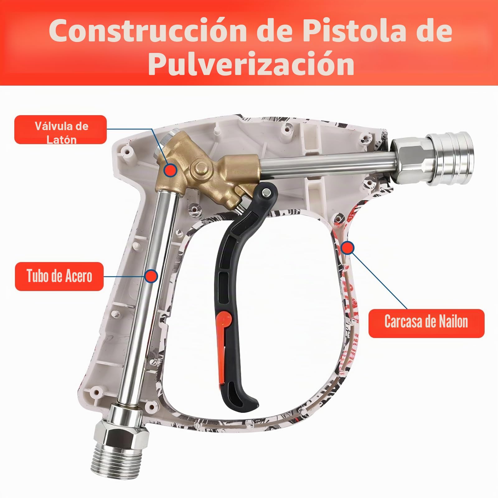 BEAR FORCE Pistola pulverizadora para lavadora a presión M22-ID14 mm y conector rápido de 1/4 pulgadas, lanza de espuma de nieve de 1 litro, juego para lavadora, para Vax, para lavadora a presión