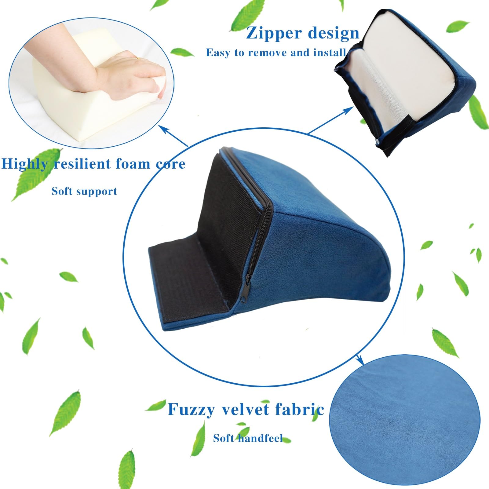 Cojín de apoyo lateral para silla de ruedas, cojín de apoyo de espalda para silla de ruedas para posicionamiento, cojín de cuña de espuma lateral para ancianos (azul) (descansa la cintura)