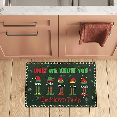 Miniatura 2 de HUGLAZY Felpudos personalizados con nombre de la familia, tapete de puerta de Navidad, tapete de bienvenida para puerta delantera, antideslizante,