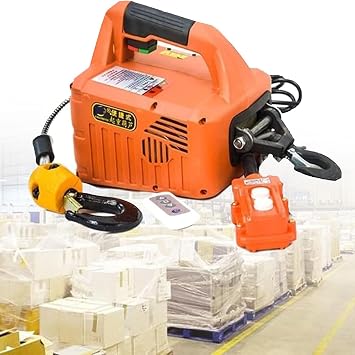 Electric Hoist Winch, Portable Cordless Crane with Wire and Wireless Remote Control for Lifting and Towing, Ideal for Factories and Warehouses, 300kg Capacity
