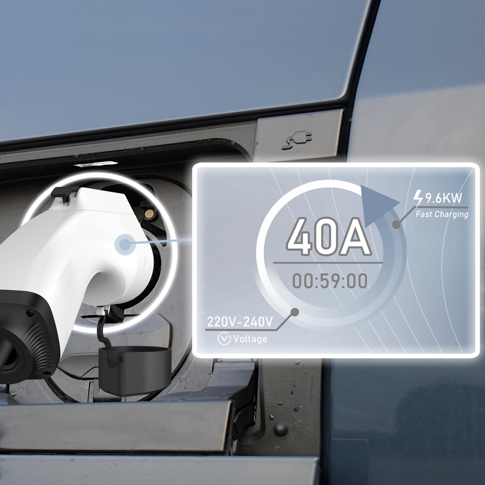 WISSENERGY J1772 Extension Cable 40A 40FT for EV Charger Extension Cord 110V-240V Compatible for All SAE J1772 Chargers with Storage Bag