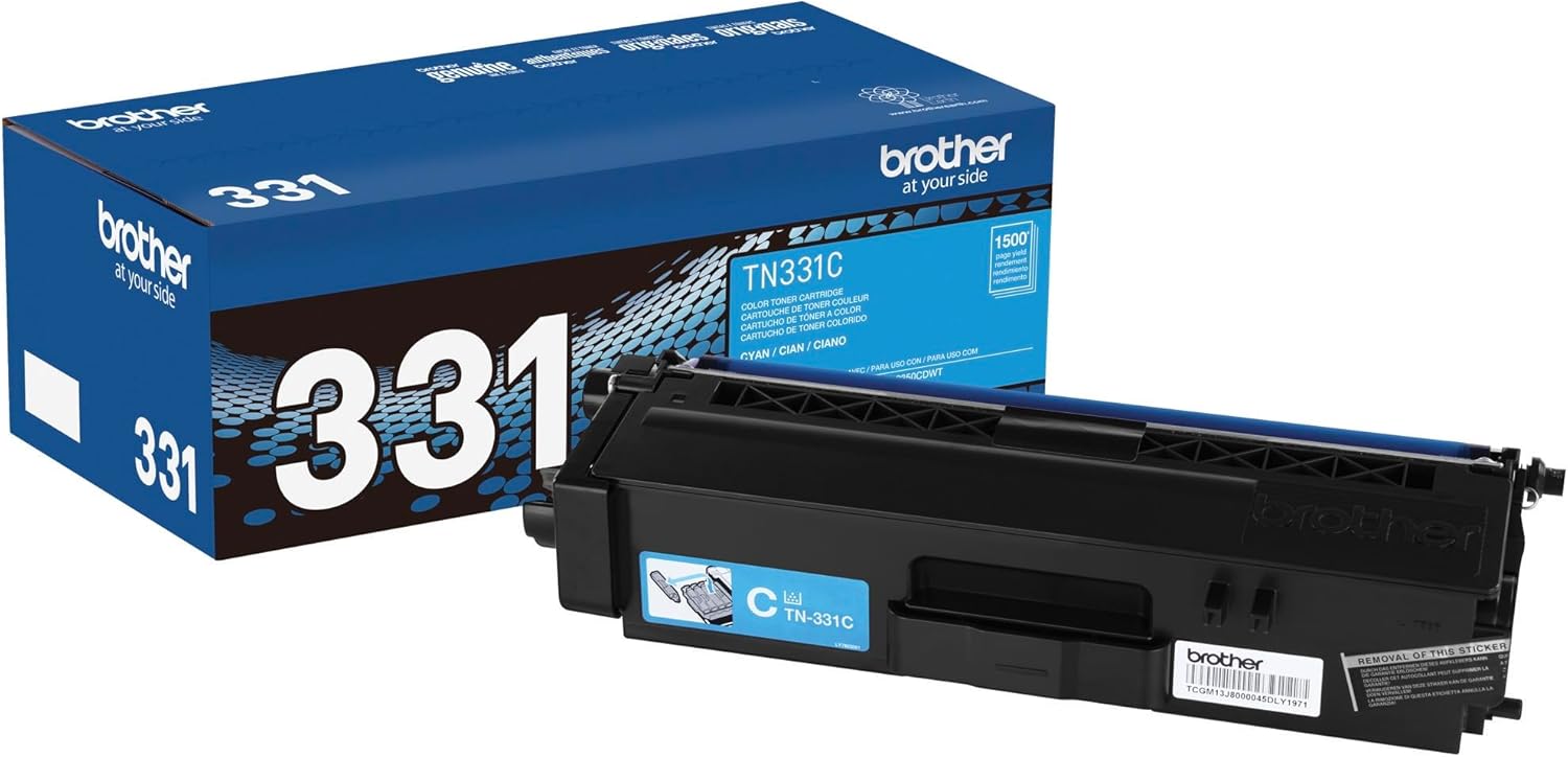 Brother TN-331C DCP-L8400 L8450 HL-L8250 L8350 MFC-L8600 L8650 L8850 Toner Cartridge (Cyan) in Retail Packaging. Cyan Pack of 1 Standard Yield