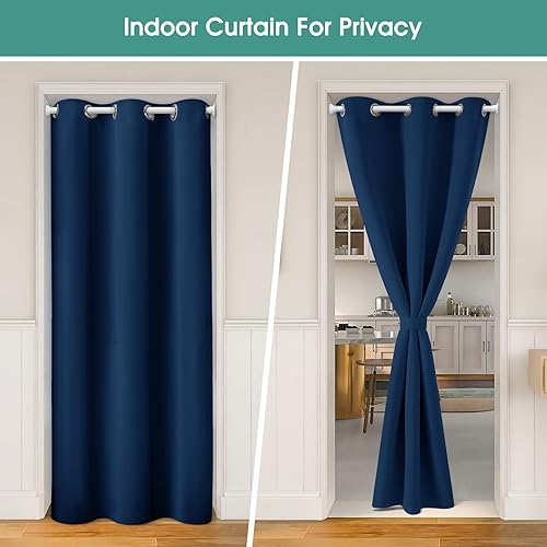 Miniatura 128 de HOMEIDEAS Cortinas de puerta para privacidad de puerta, cortina opaca para puerta de armario para dormitorio, cortinas con aislamiento con lazo