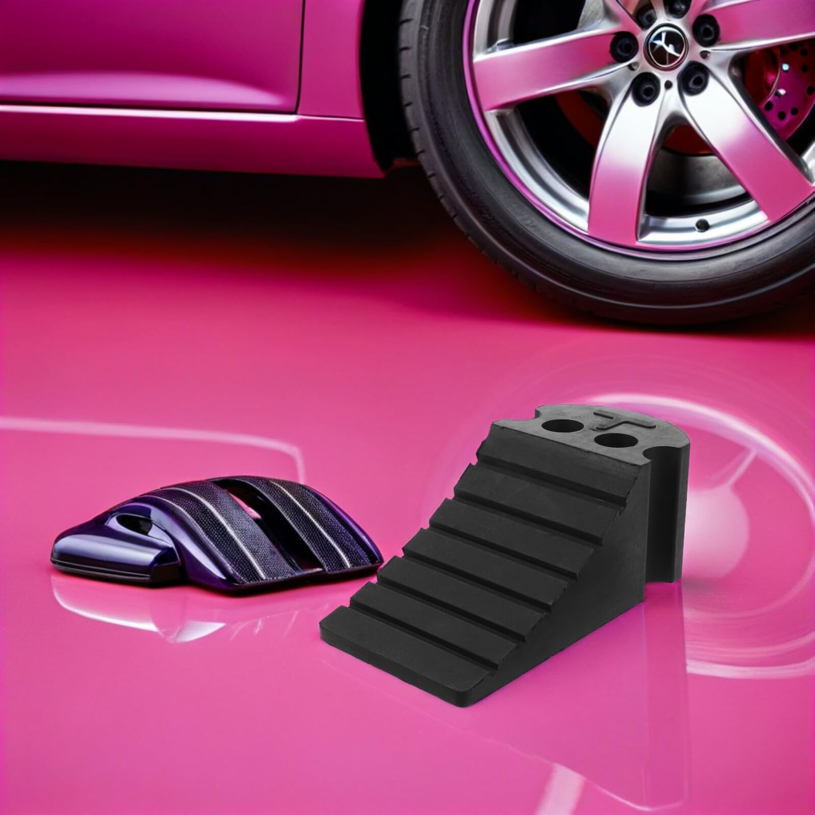Ciieeo Radstopper aus Gummi für Autos und Wohnmobile rutschfeste Parkblock mit Antirutschmatte für Garagen und Einfahrten Witterungsbeständige Reifenstopper