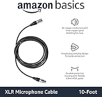 Vista 2 de Yaxa Basics - Pack de 2 cables de micrófono XLR para altavoz o sistema PA, conductores de cobre, revestimiento de PVC de 6 mm, 10 pies, color negro
