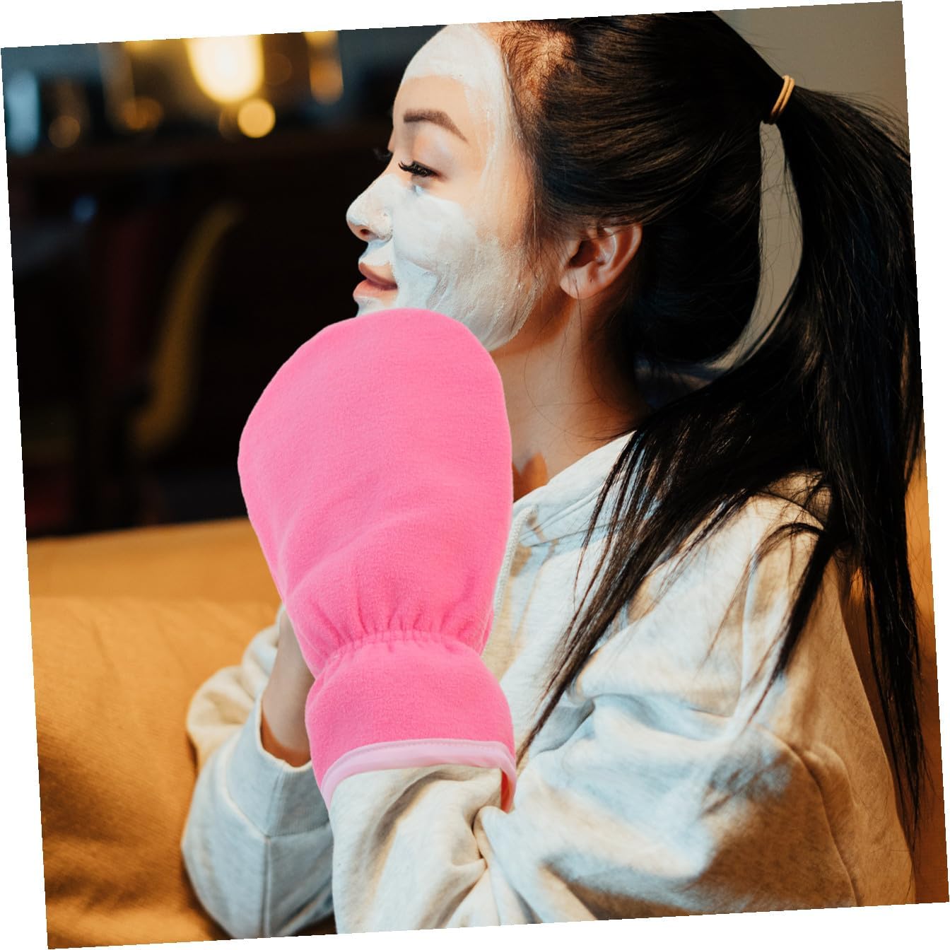 3 Pairs Paraffin Wax Hand Care Gloves Thermal Insulation Moisturizing Mitts for Use with Elastic White, Blue, Pink