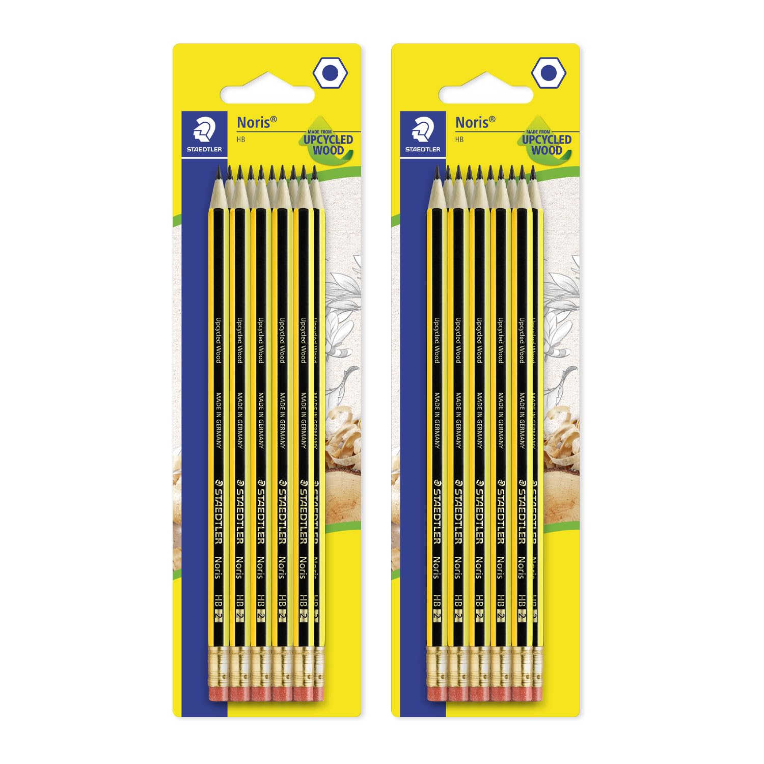 STAEDTLER Set di matite con gommino – 20 matite HB in legno riciclato – Superficie soft antiscivolo nel design Noris – Set di scrittura resistente con gomma priva di PVC e lattice