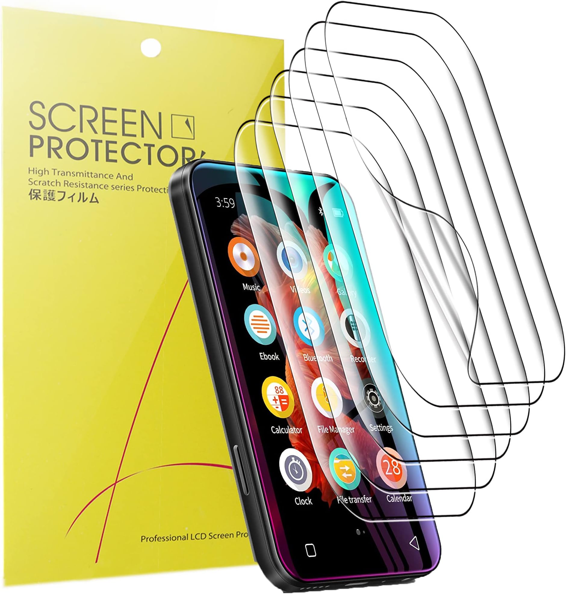 Compatible Screen Protector, [6 Pack] Premium High Definition Ultra HD Film for TIMMKOO Q3E 4.0" MP3 Player / Q5 4.0" MP3 Player