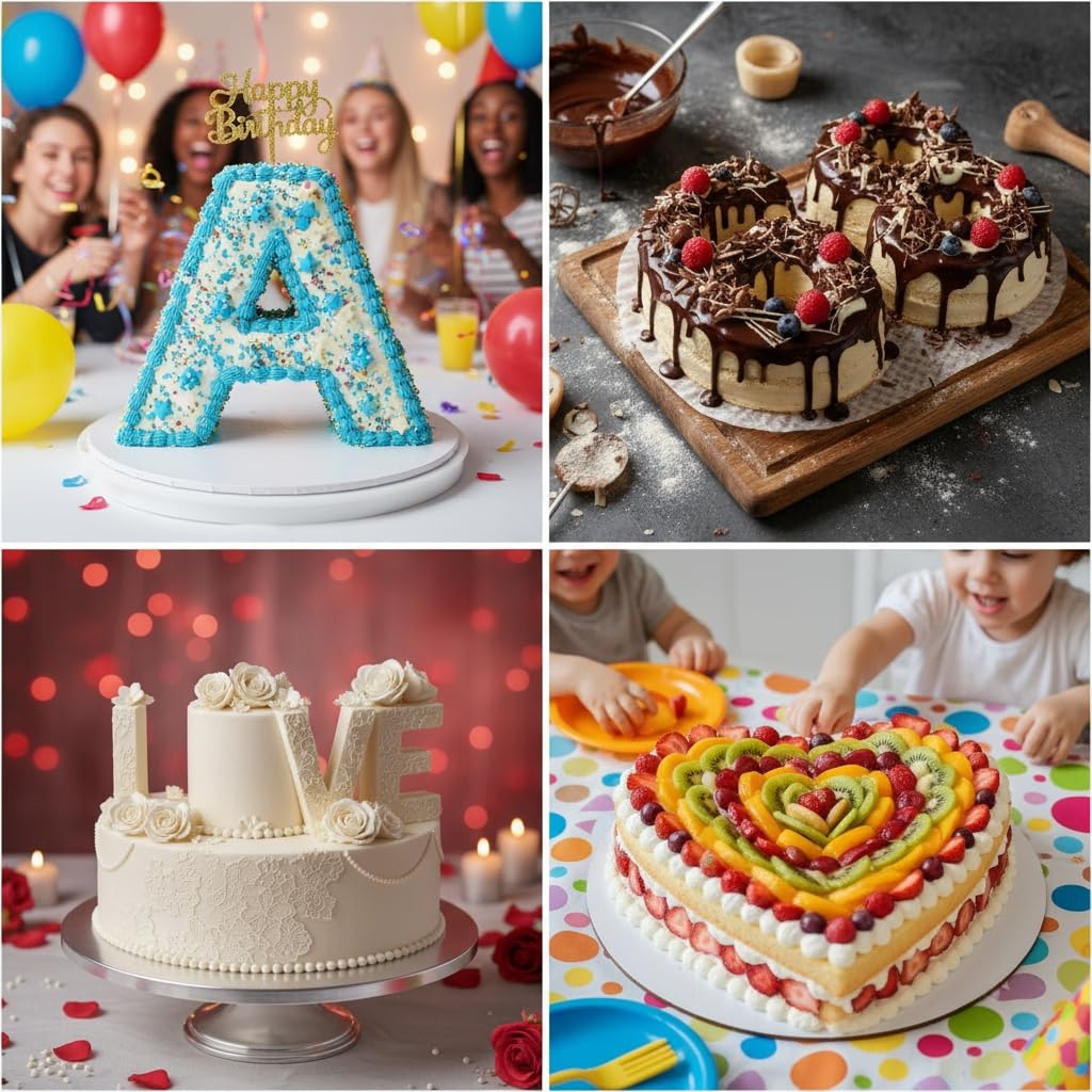 HEMOTON 37Pcs A,Z Alphabet Gâteau Stencilles Lettre Cake Modèles Moulds 0-9 Number Cake Pochoirs Cuisson Cookie Moule Anniversaire Mariage Décor Noël 30x28x0.1cm