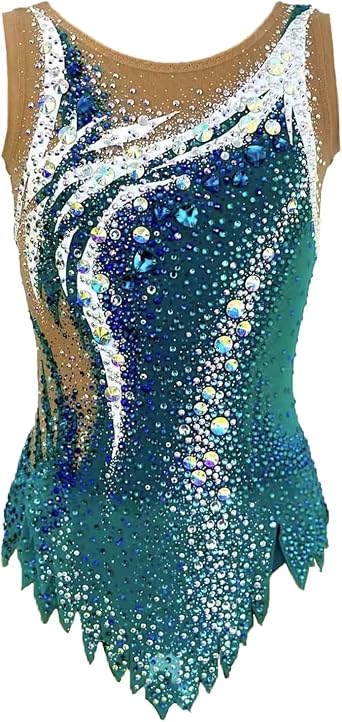 Rhythmic Gymnastics Leotards Sleeveless with Rhinestones Competition Sport Specific Clothing