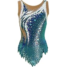 Rhythmic Gymnastics Leotards Sleeveless with Rhinestones Competition Sport Specific Clothing