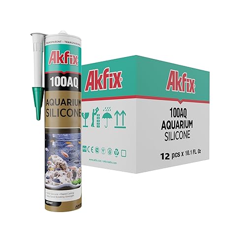 Miniatura 1 de Akfix Sellador de silicona 100AQ seguro para acuarios, resistente al agua, sellado 100% de silicona transparente para acuarios de agua dulce y