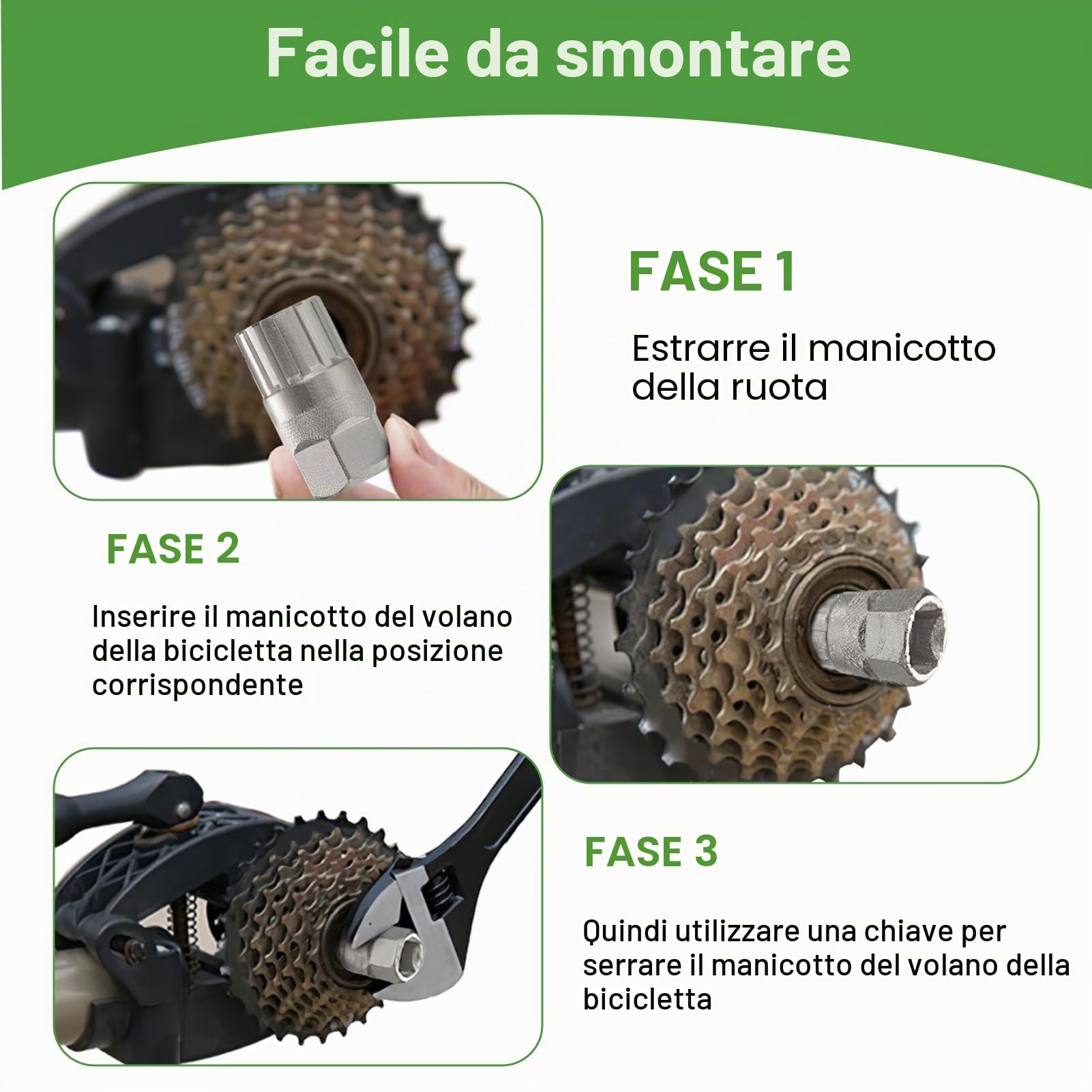 Estrattore Pignone 2-in-1 per Bici Compatibile 5-12 Velocità, Smontaggio Cassetta e Ruota Libera, Attrezzo Professionale in Acciaio Temperato per Shimano SRAM, Utensile Universale (2)