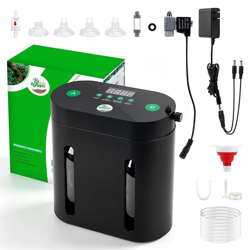 Sistema gerador de CO₂ para aquário com controle digital e válvula solenoide Hygger CO2 QUS-HC046-US