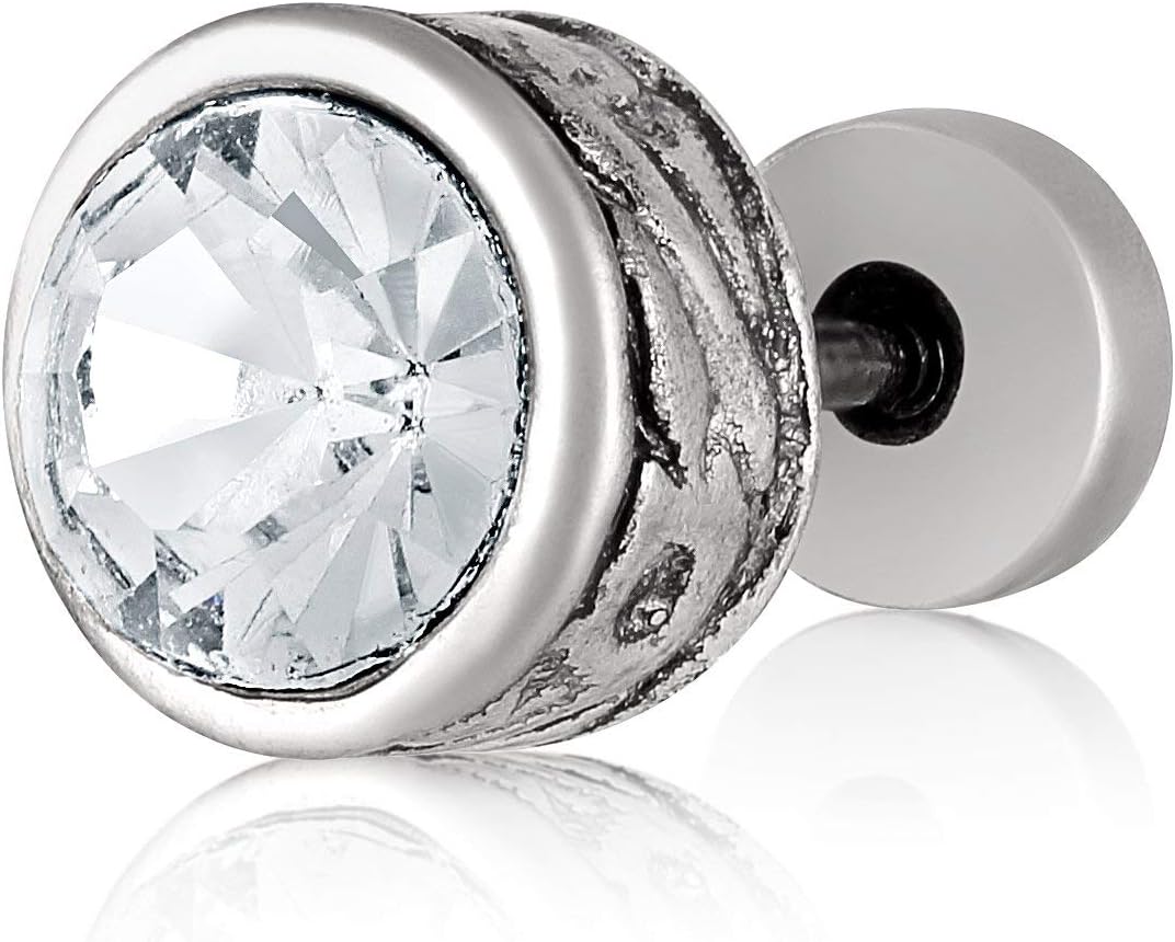 Asmitta Rhodium Plated Single Diamond Stud Earring For Men and Women