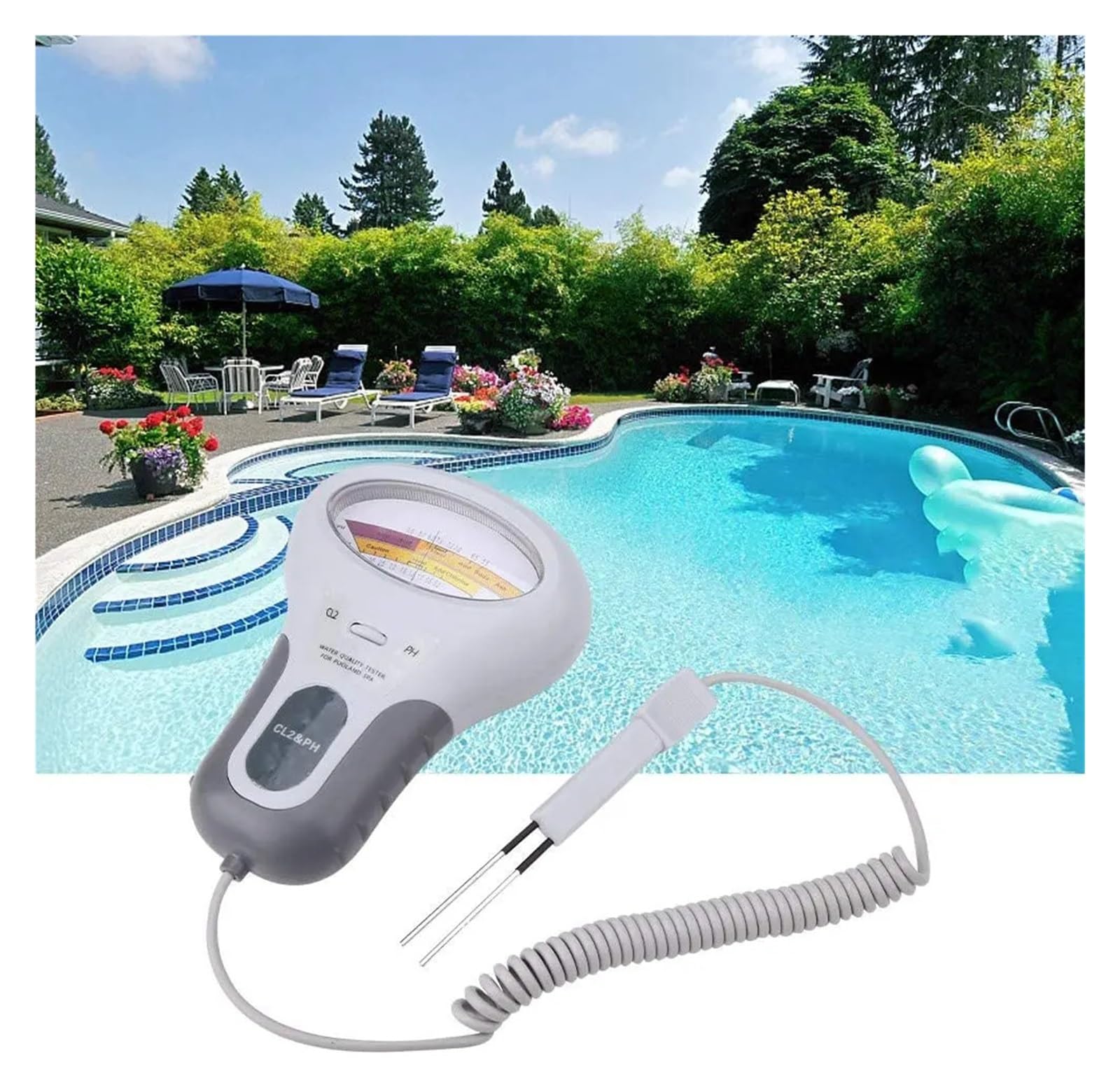 per acqua potabile, acquari e altro ancora Misuratore di cloro 2 in 1, tester di cloro, tester di pH, dispositivo di test della qualità dell'acqua del cloro, misurazione CL2 for piscina e acquario(P-1