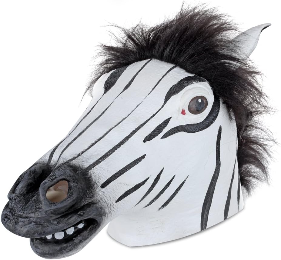 Flexzion Zebra Head Mask Full Head Novelty Creepy Animal
