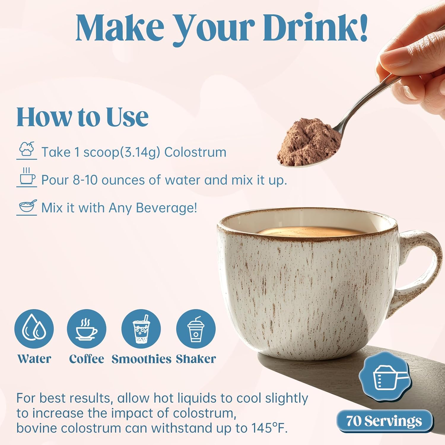 Organic Chocolate 4000mg Grass Fed Bovine Colostrum Powder + Probiotics Colostrum Supplement for Gut Health, Immune Support Healthy, 70 Servings - Image 6