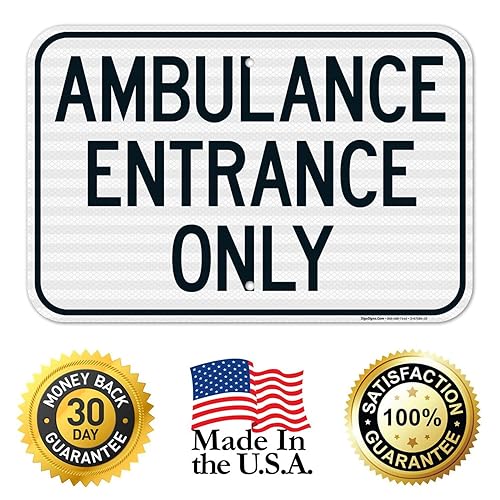 Miniatura 8 de Letrero de entrada solo para ambulancia, 12 x 18 pulgadas, 3M EGP reflectante aluminio .063, resistente a la decoloración, fabricado en Estados