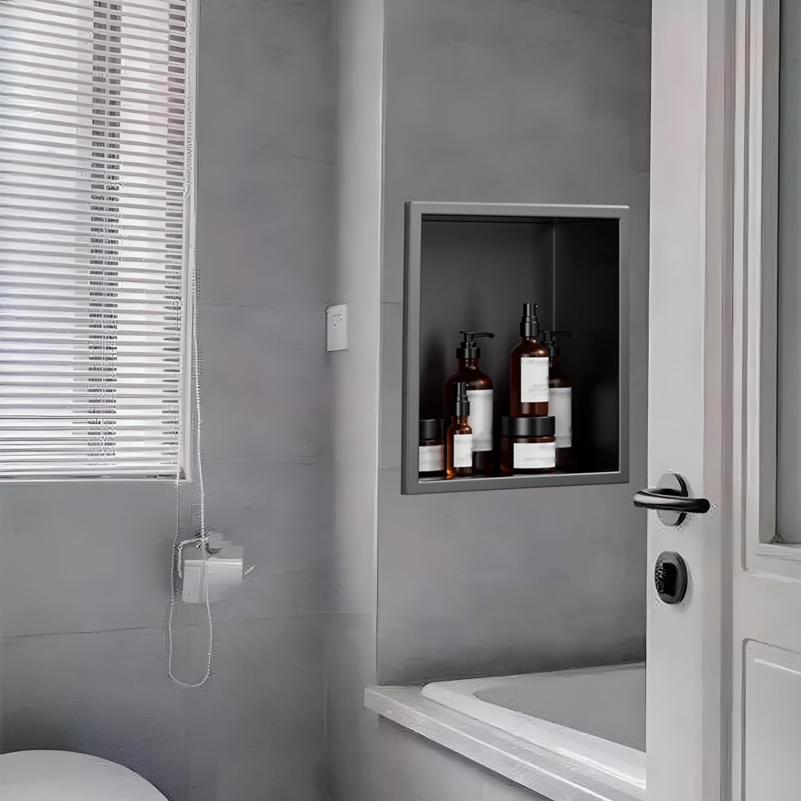 Niche de douche anti-rouille étagères murales sans carrelage en inox gris