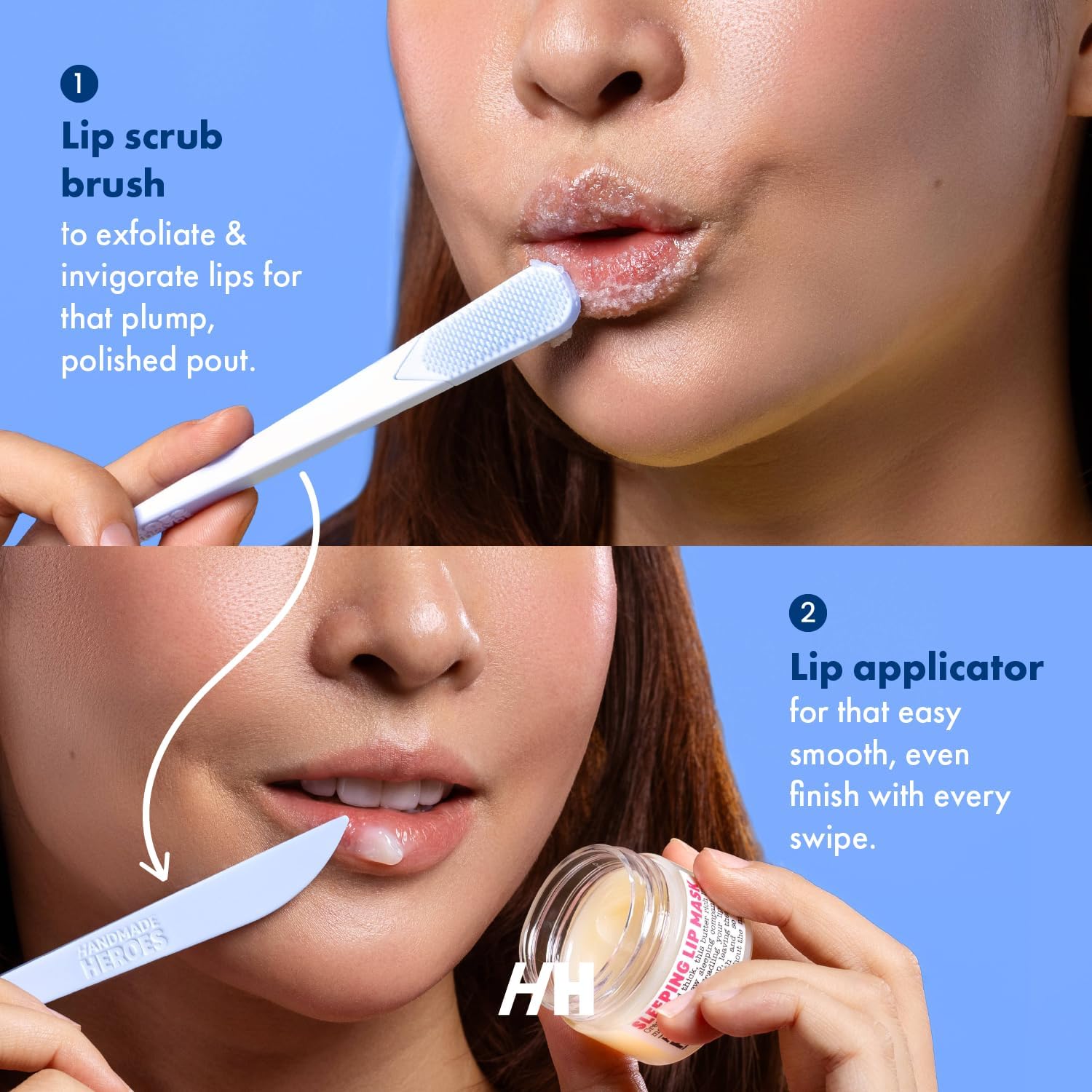 Cepillo de labios, exfoliante de labios reutilizable, exfoliante suave, uso con esmalte de labios de azúcar y exfoliante de labios para labios agrietados y secos, 2 unidades 3
