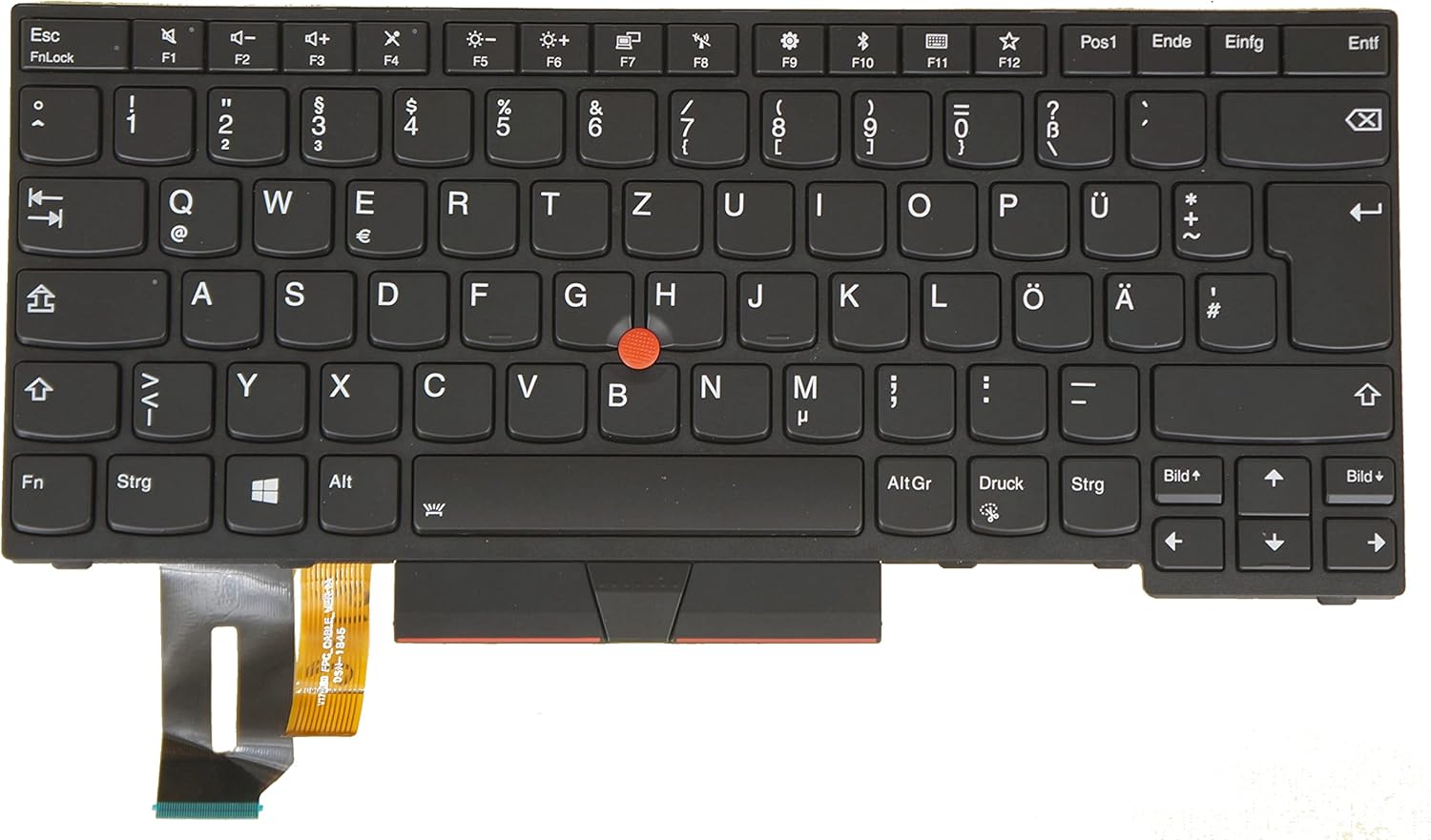 German DE Keyboard for Lenovo Thinkpad T480s E480 E485 E490 E495 L480 L490 T490 T495 P43s L380 L390 / Yoga, Yoga S2 3rd Gen, 01YP532 01YP372 01YP452 01YP292, Backlit, Black Frame