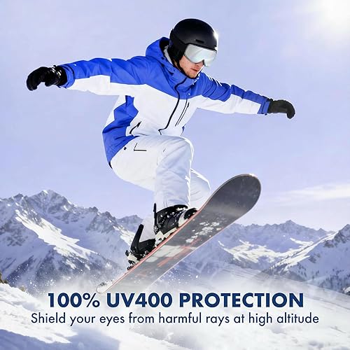 Miniatura 6 de Gafas de esquí cilíndricas, gafas de snowboard OTG para hombres y mujeres, antivaho y 100% protección UV400, gafas de nieve para esquí y snowboard
