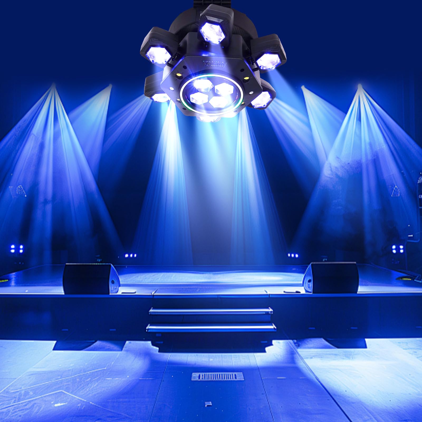 120 W, ruchoma głowica LED z pilotem zdalnego sterowania, światło imprezowe, oświetlenie dyskotekowe, dmx512, aktywowany dźwiękiem, efekt świetlny z 6 ramionami światła, do baru DJ-a, na