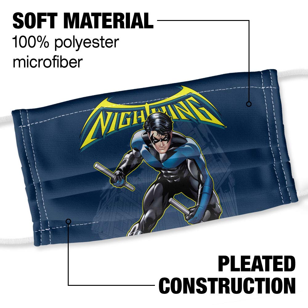 Popfunk Batman Nightwing 1-Ply Reusable Face Mask Covering with Adjustable Nose Wire, Unisex