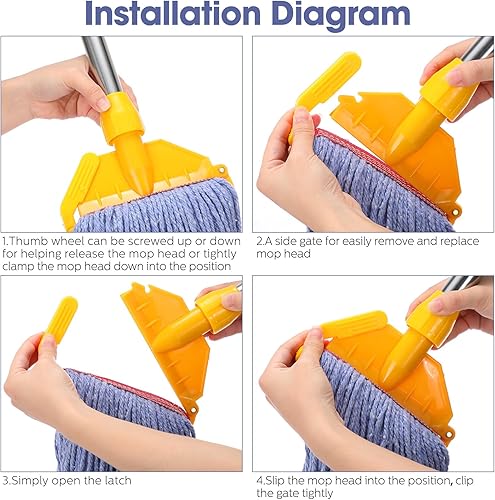 Miniatura 4 de Paquete de 6 cabezales de trapeador de algodón con extremo de bucle pesado, cabezal de trapeador de alta resistencia, repuestos comerciales, cabezal