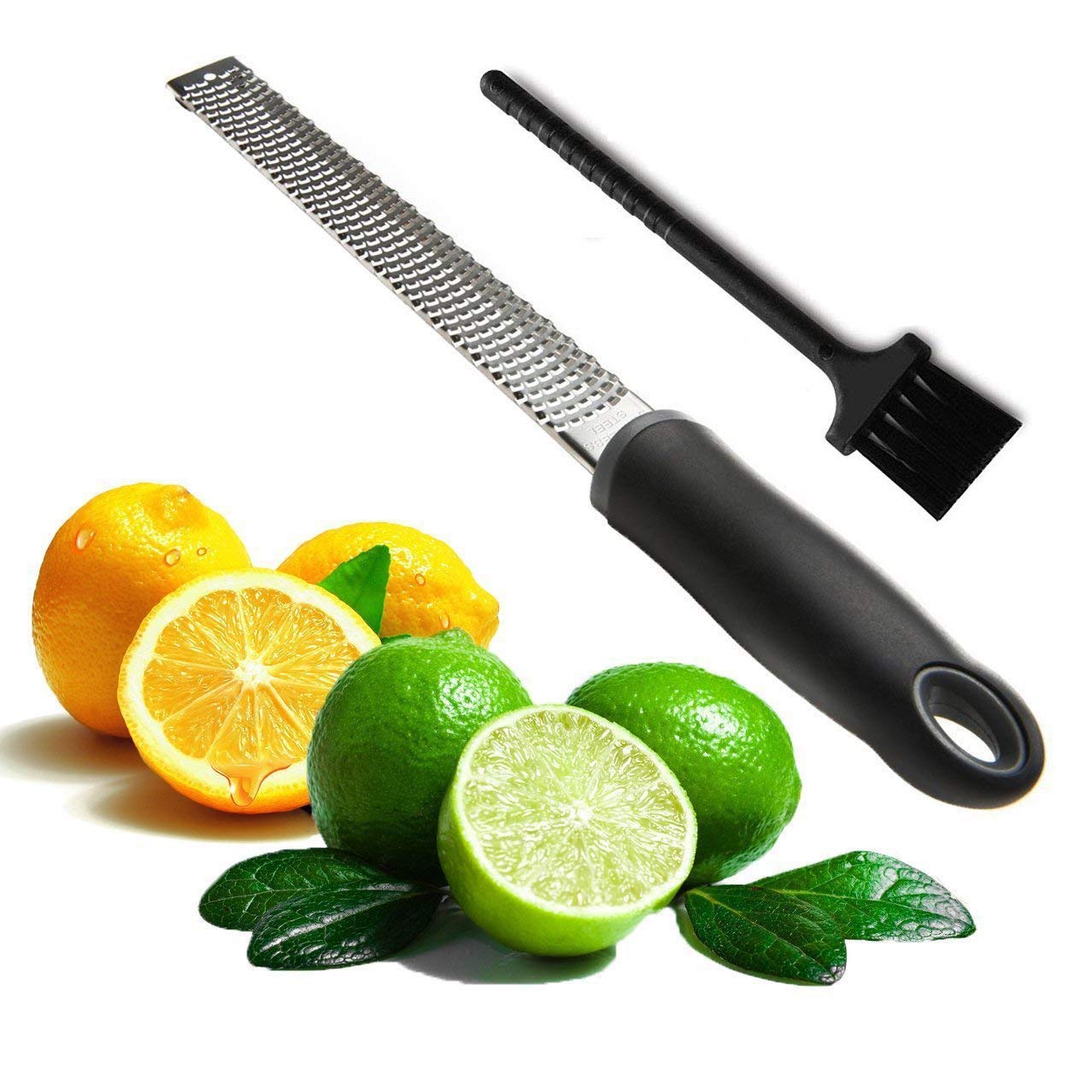 Multipurpose Cheese Grater & Lemon Zester - Stainless Steel Kitchen Tool with Free Cleaning Brush-Easy to Grate Or Zest Lemon, Orange, Citrus, Cheese, Nuts