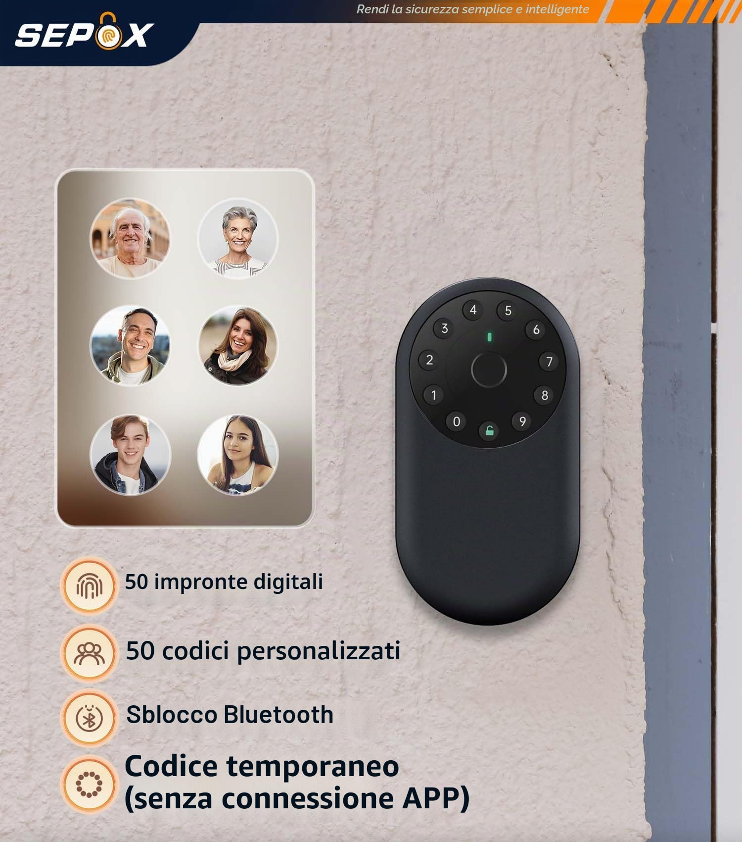 SEPOX Smart Key Lockbox, cassetta di sicurezza portatile e da parete per esterni, con Bluetooth e controllo tramite app, in alluminio resistente alle intemperie, gancio rimovibile, per Airbnb, ufficio