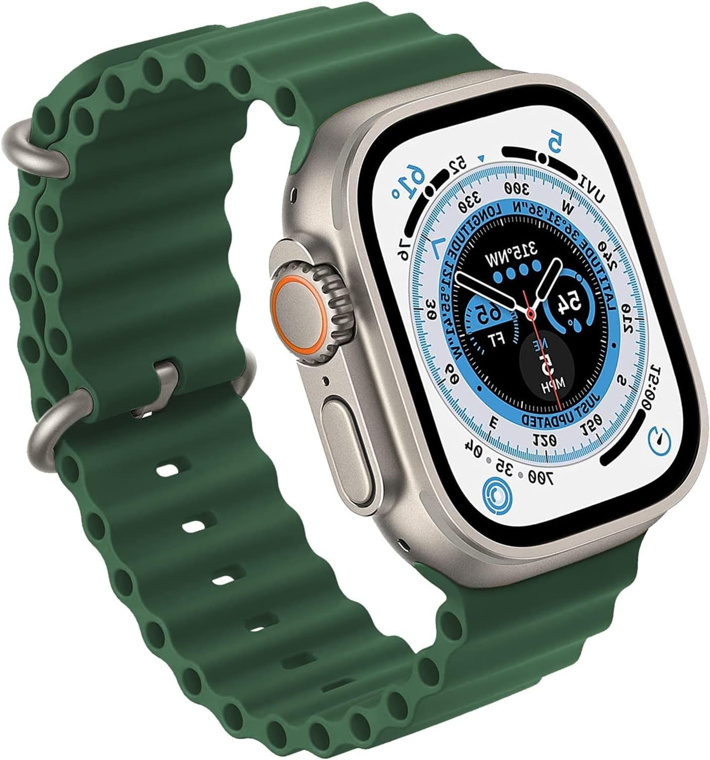 EMOYRA New Silicone Compatible with Apple Watch Ultra Ocean Band 49mm 38mm 40mm 41mm 42mm 44mm 45mm,Women Men Soft Sport Strap for iwatch Series Ultra 8 7 6 5 4 3 2 1 SE (42mm/44mm/45mm/49mm, Green)