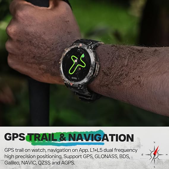 Military Smart Watch for Men, GPS Watch with Flashlight 3ATM Waterproof | Rugged Tactical Smartwatch with Bluetooth Calling Compass 1.45'' HD Sports Watch Fitness Watch Compatible with iPhone Samsung