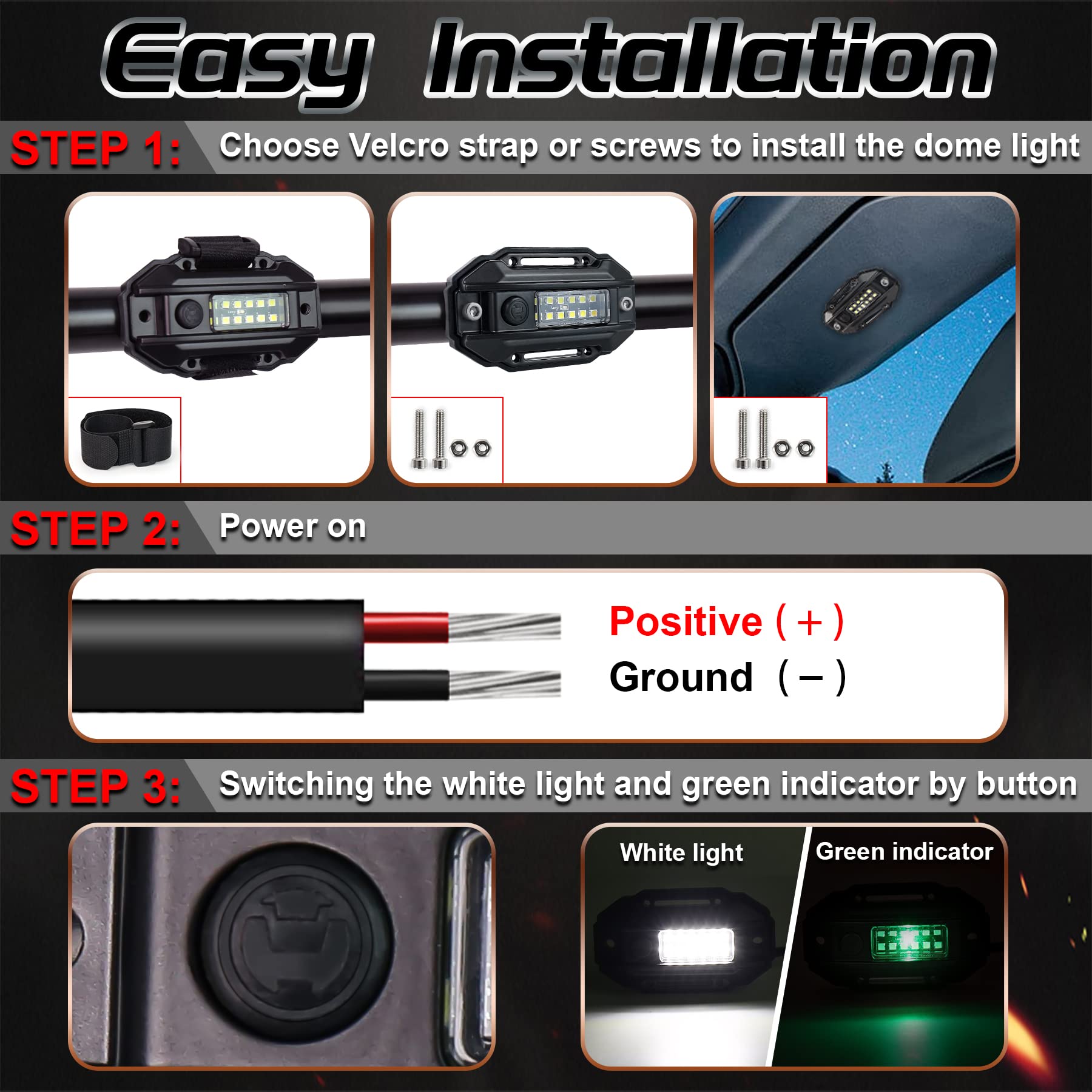 ドラム缶LEDライト内臓No.5 Amazon.com: ZJUSDO UTV Dome Light, Universal Roll Bar LED Dome
