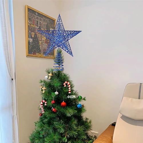 Miniatura 67 de BinaryABC Estrella para árbol de Navidad, adornos brillantes para decoración del árbol de Navidad, 7.9 in (plateado)