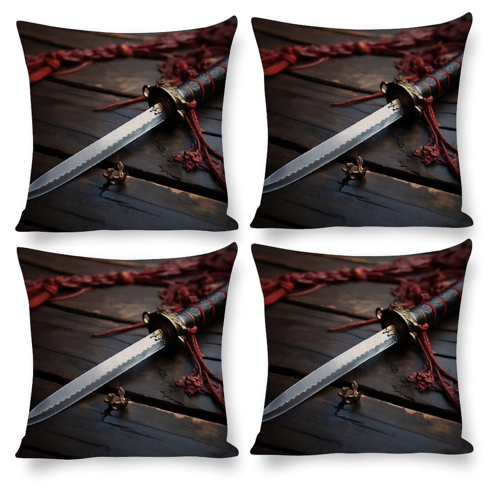 Housse de coussin couteau sur le sol taie carrée 50x50 cm motif imprimé salon