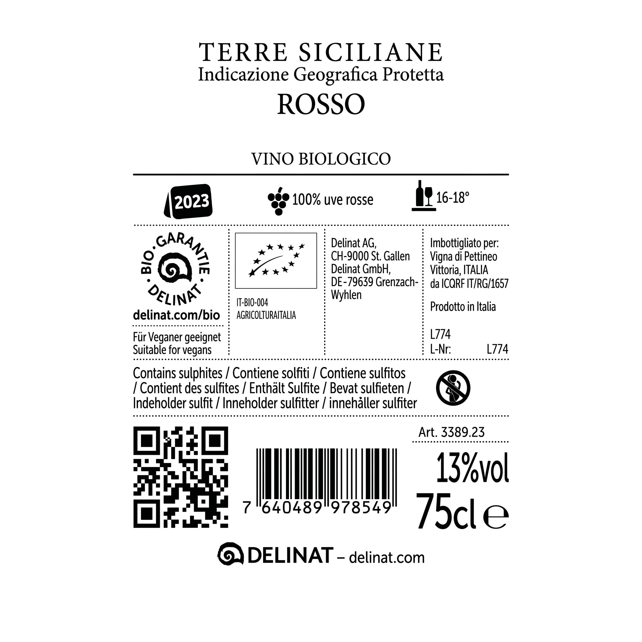 DELINAT Bonarossa 2023 – Italienischer Premium Rotwein trocken