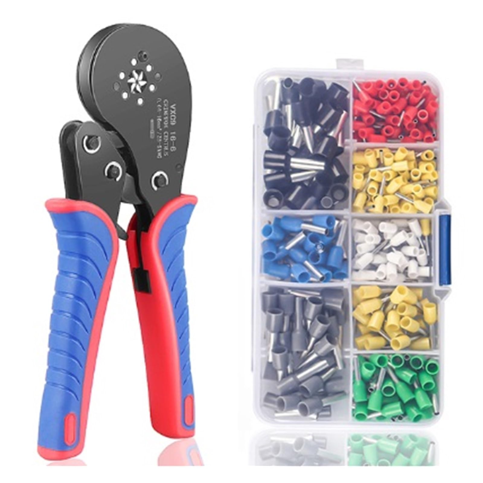 Herramientas De Crimpado 16-6 0.08-16mm²/30-5AWG Terminales Tubulares Mini Alicates Juego Abrazaderas Eléctricas Crimpadora Cables Crimpeado Preciso(16-6 400PCS Red)