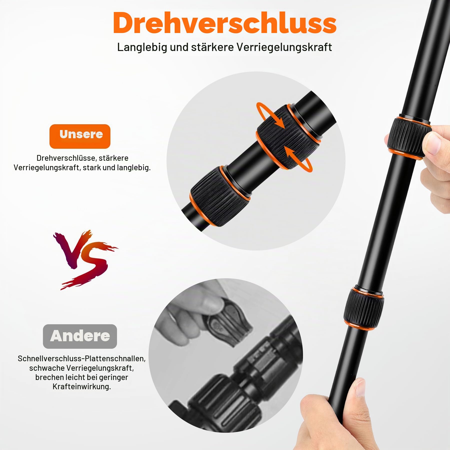 Victiv 205cm Professionelles Kamera Stativ, Aluminiumlegierung Reisestativ Stativ mit 360° Kugelkopf für DSLR Canon Nikon Sony, belastbar bis 15,4 kg, 2-in-1 Fotostativ Einbeinstativ für Kamera, Handy