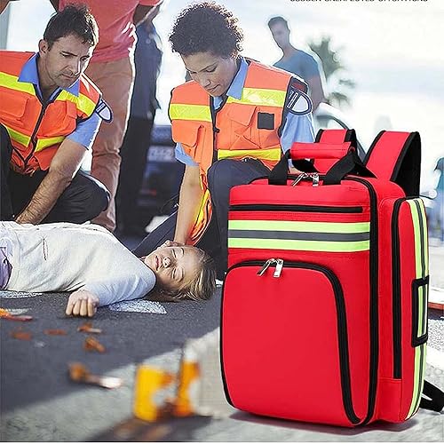 Miniatura 3 de Bolsa médica de primeros auxilios vacía para tratamiento de emergencia, bolsa grande para trauma, impermeable, multibolsillo, para senderismo,