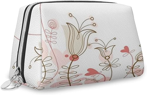 jarenap Bolsas de maquillaje para mujer bolsa de cosméticos de cuero bolsa de aseo personal estuche de viaje bolsa de maquillaje impermeable Rosa